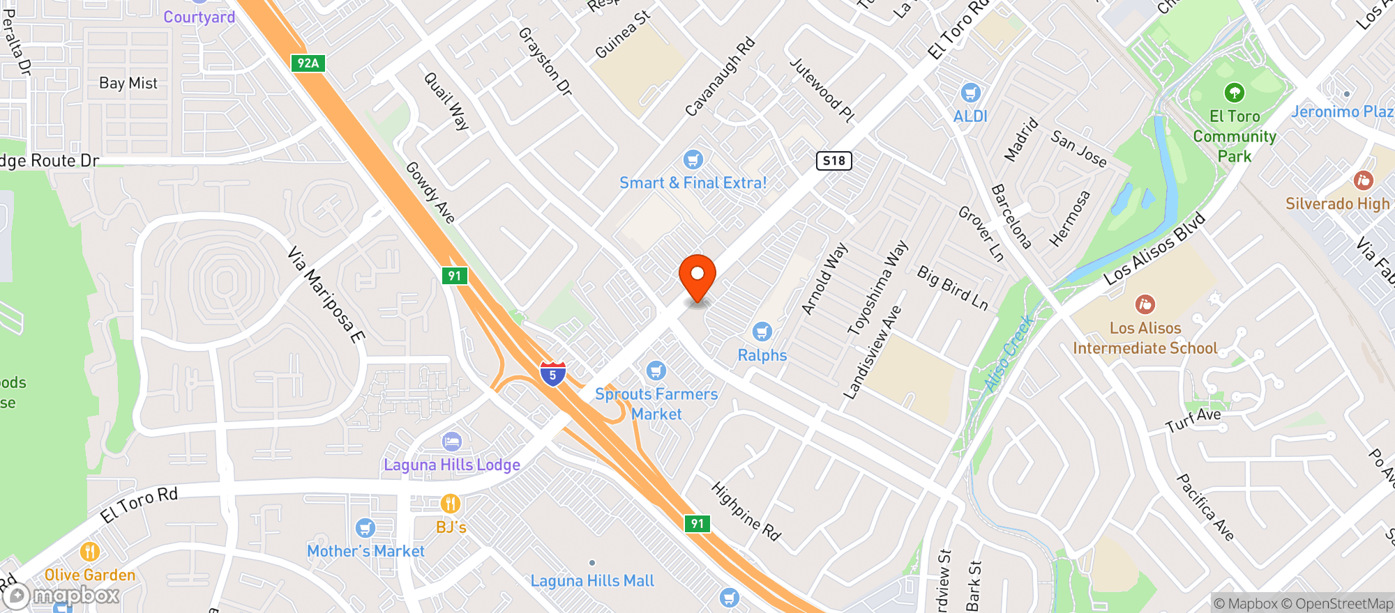 Map showing Bru Grill & Market