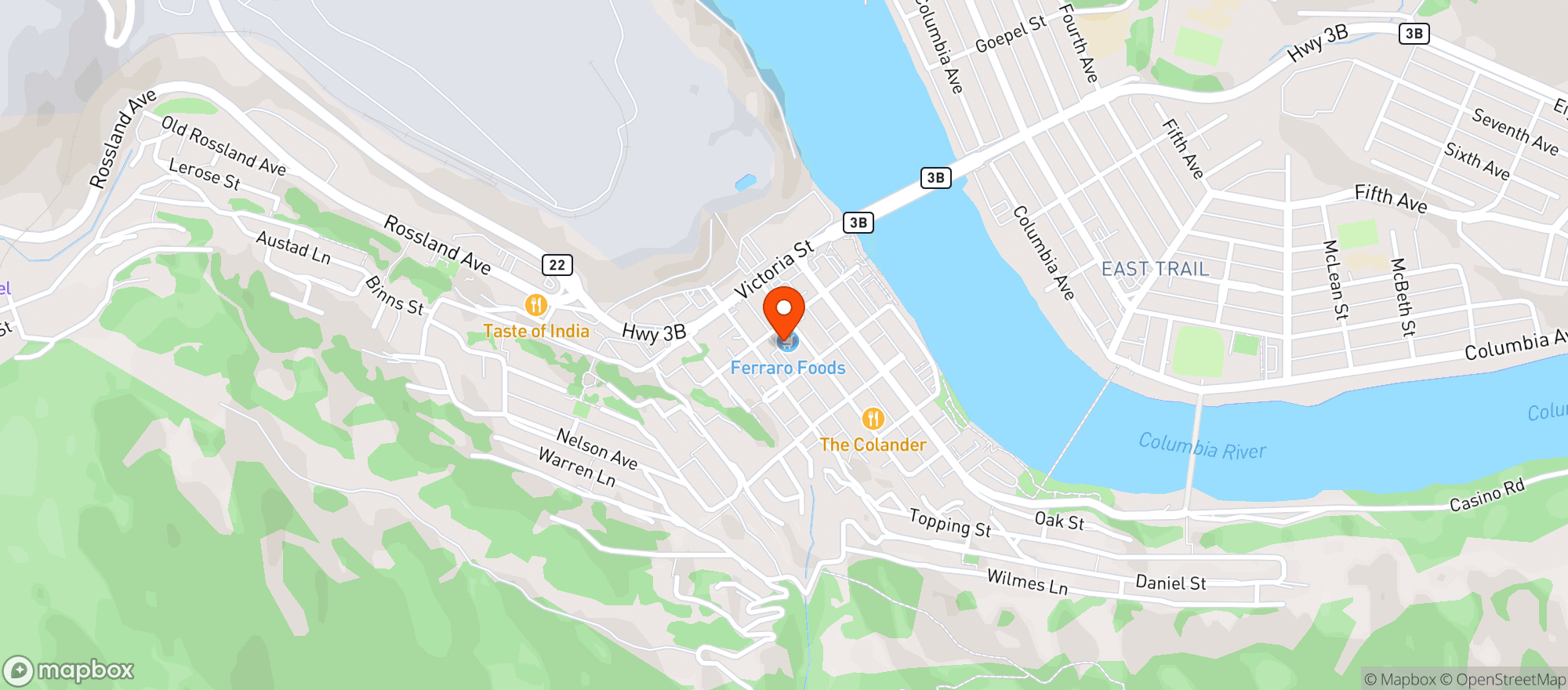 Map showing Ferraro Foods Trail