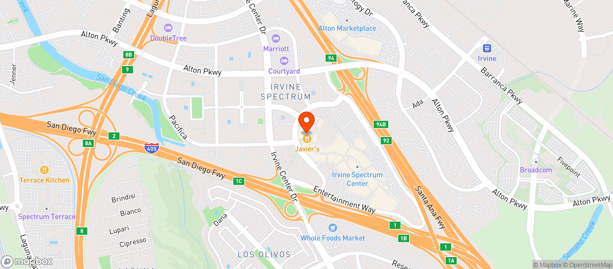 Map showing Cucina Enoteca (Irvine)