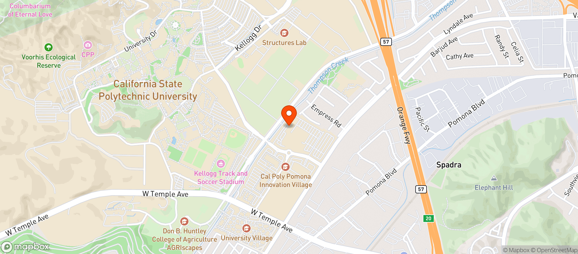 Map showing Cal Poly Pomona - CLA - Pomona