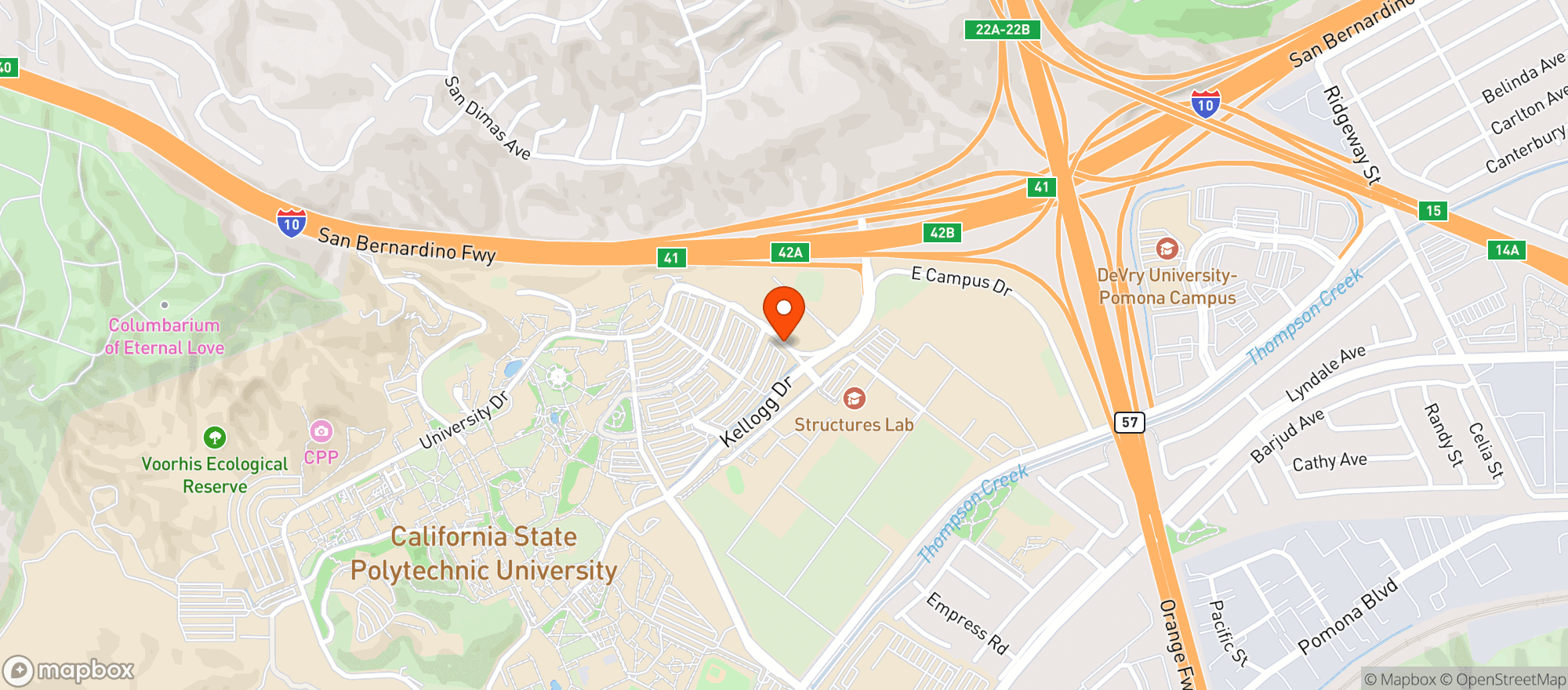 Map showing Cal Poly Pomona - Farm Store