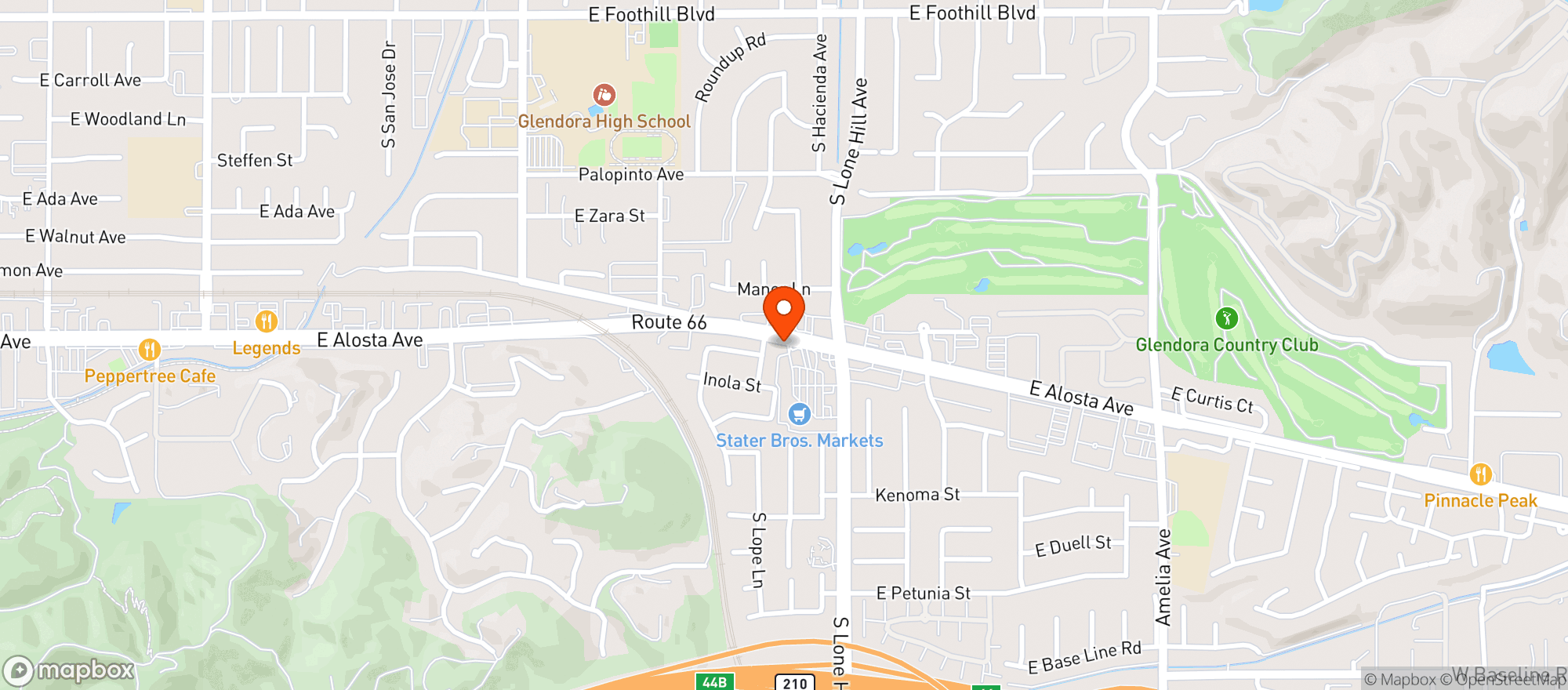 Map showing GLENDORA CIGAR EMPORIUM