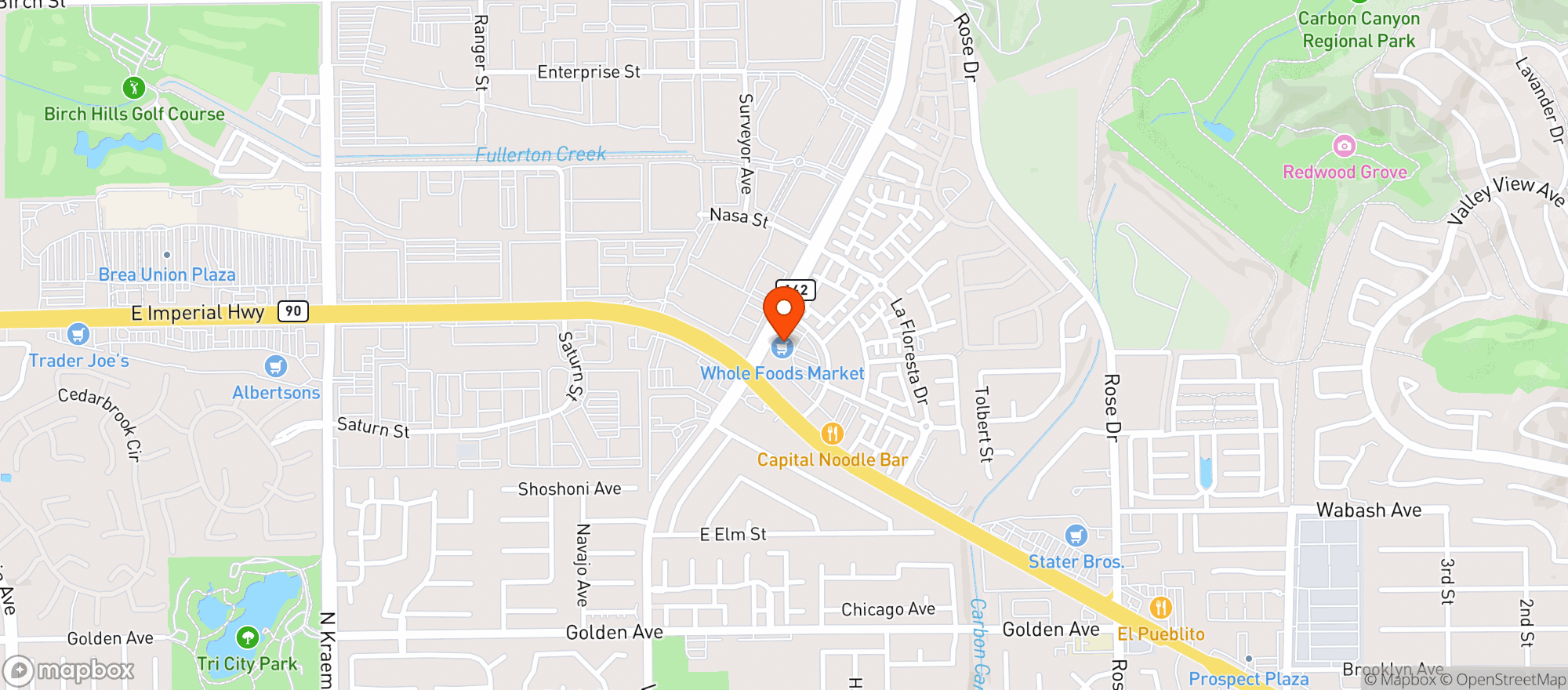Map showing Whole Foods Market | Brea