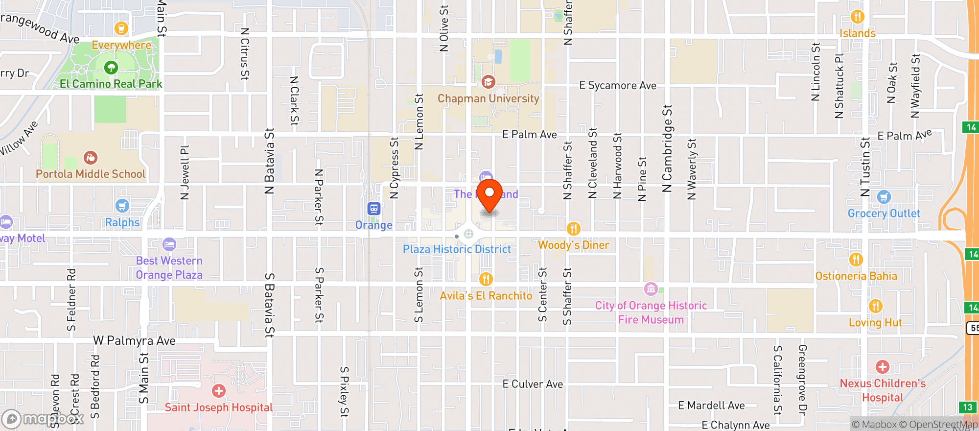 Map showing CONTRA COFFEE and TEA - Orange