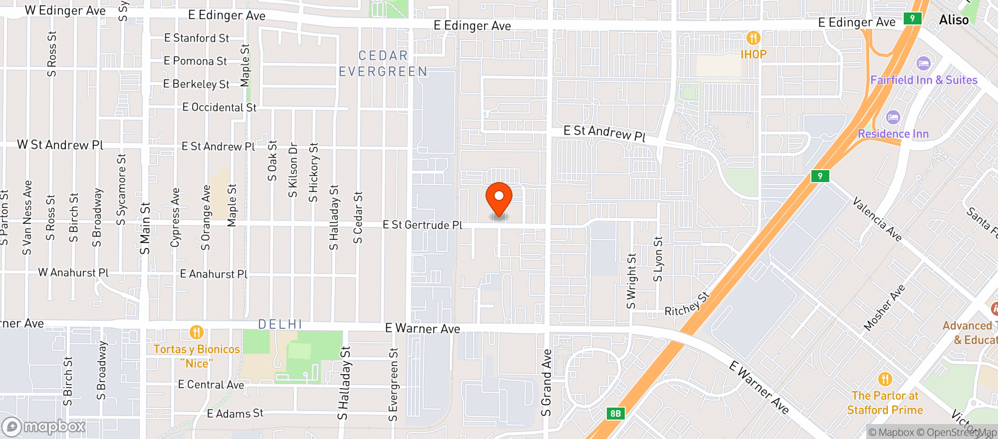 Map showing Farmacy - Santa Ana