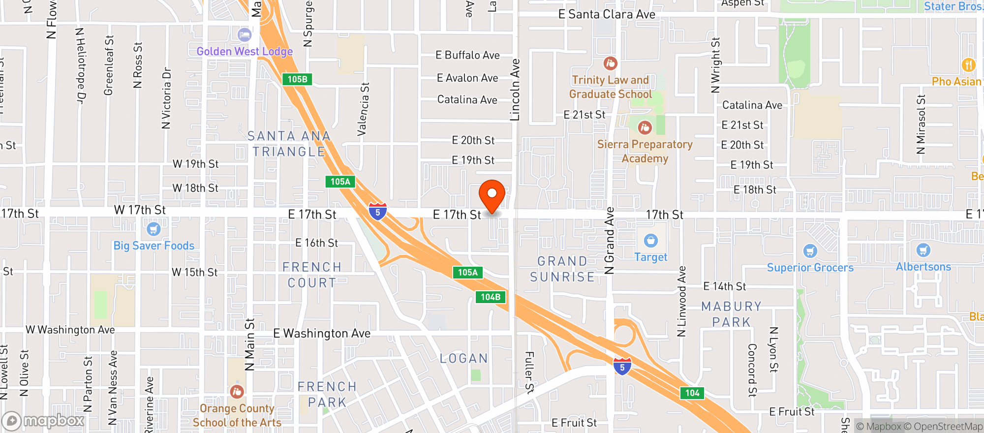 Map showing Gelsons Market - 120 - Santa Ana