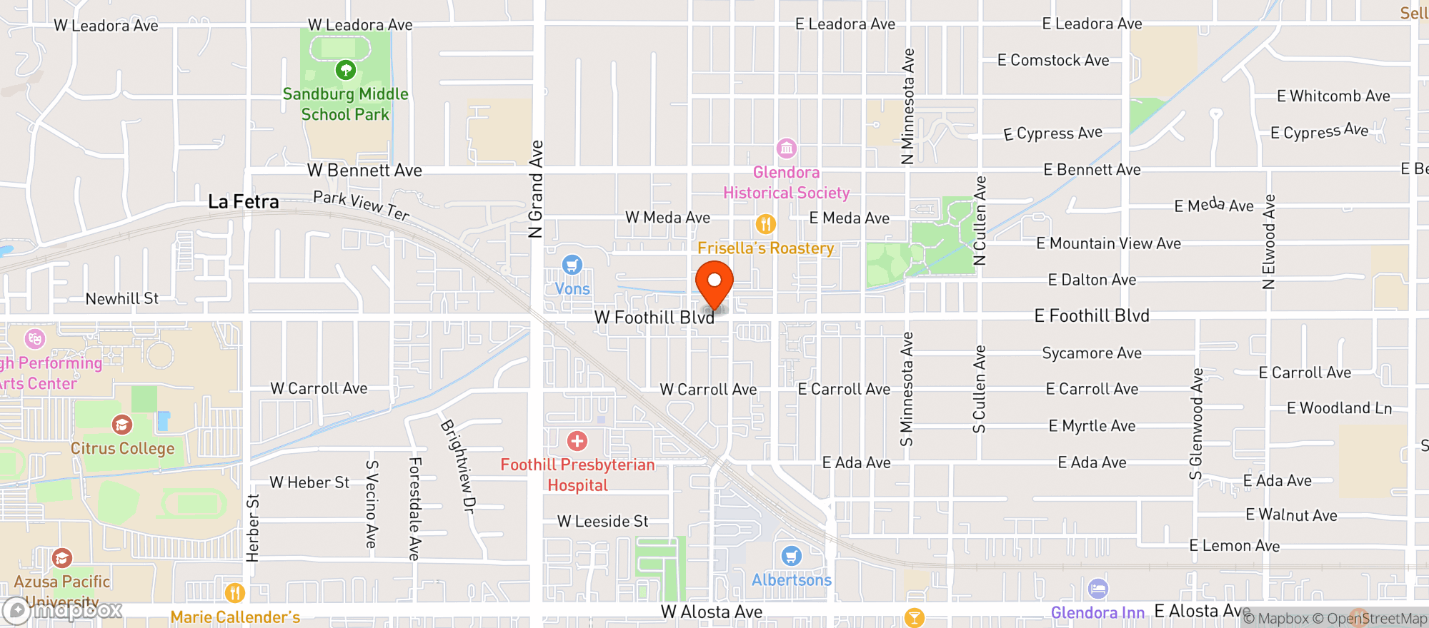 Map showing Glendora Liquor