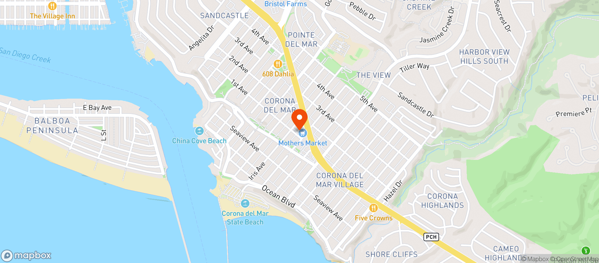 Map showing Mothers - 11 - Corona Del Mar