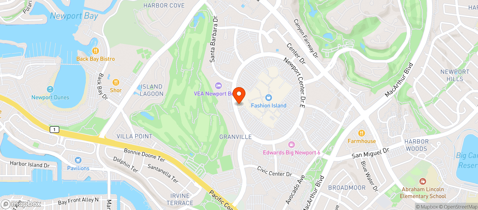 Map showing Cucina Enoteca (Newport Beach)