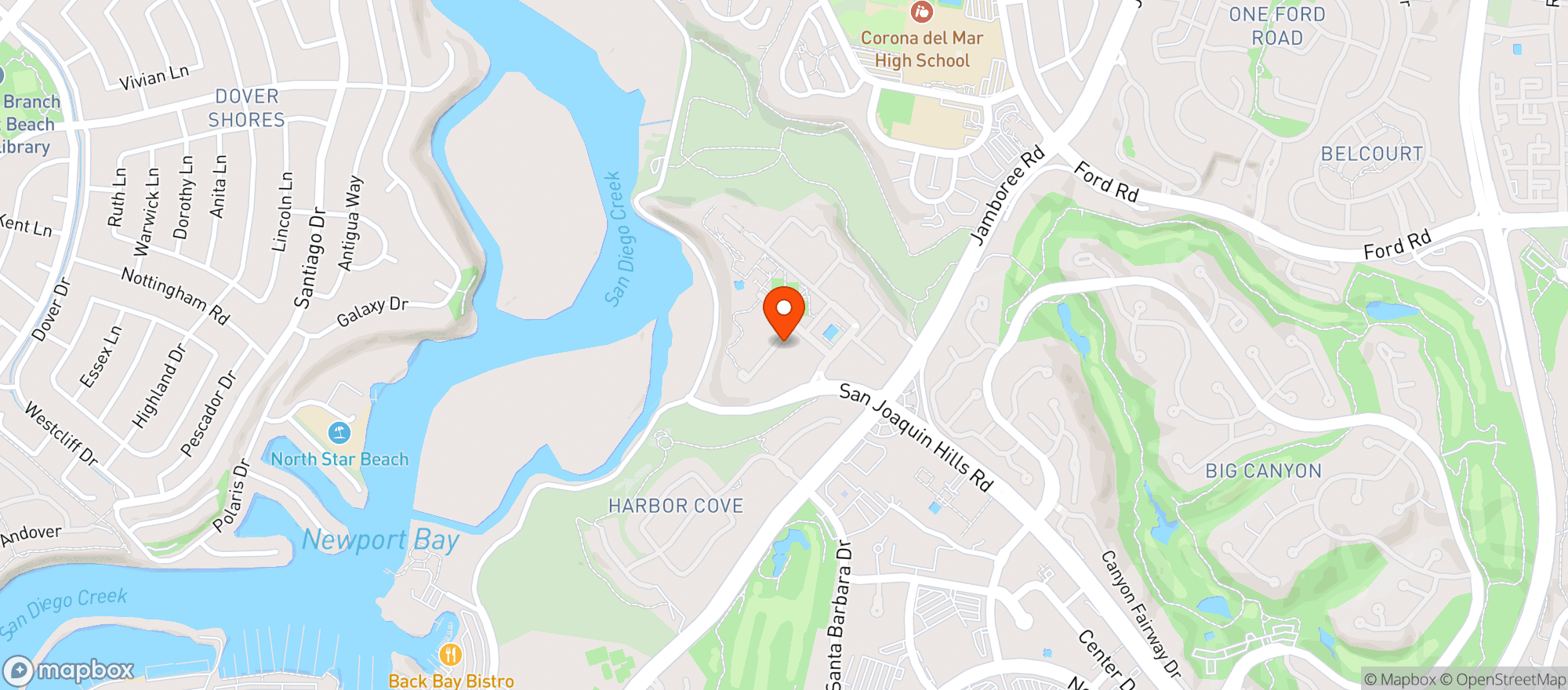 Map showing Park Newport Spirits & Cafe - Newport Beach