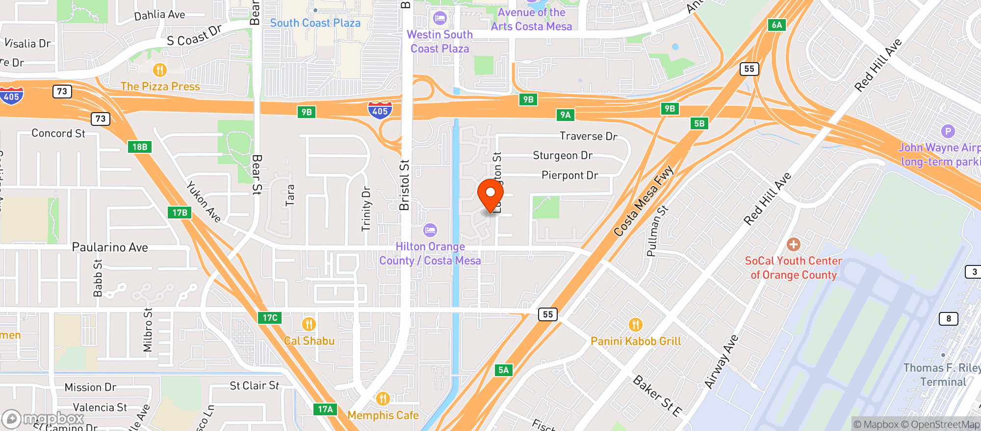 Map showing Ra Yoga - Costa Mesa