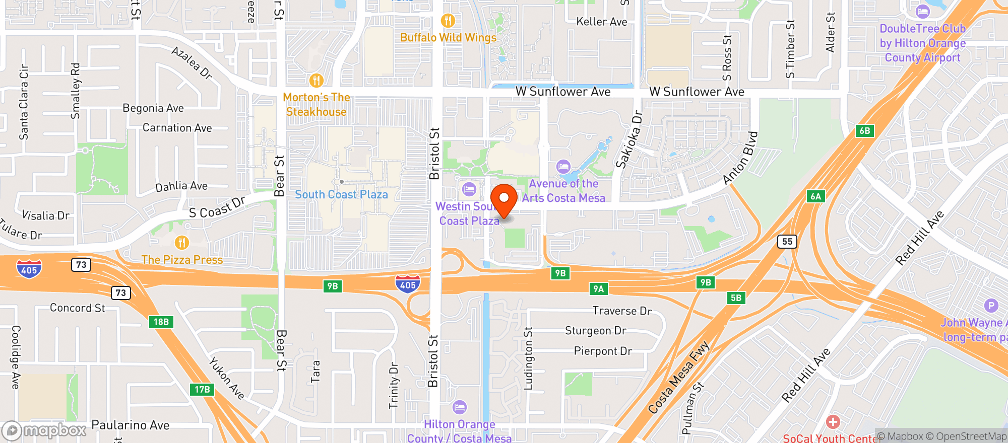 Map showing Mastros Steakhouse #1255