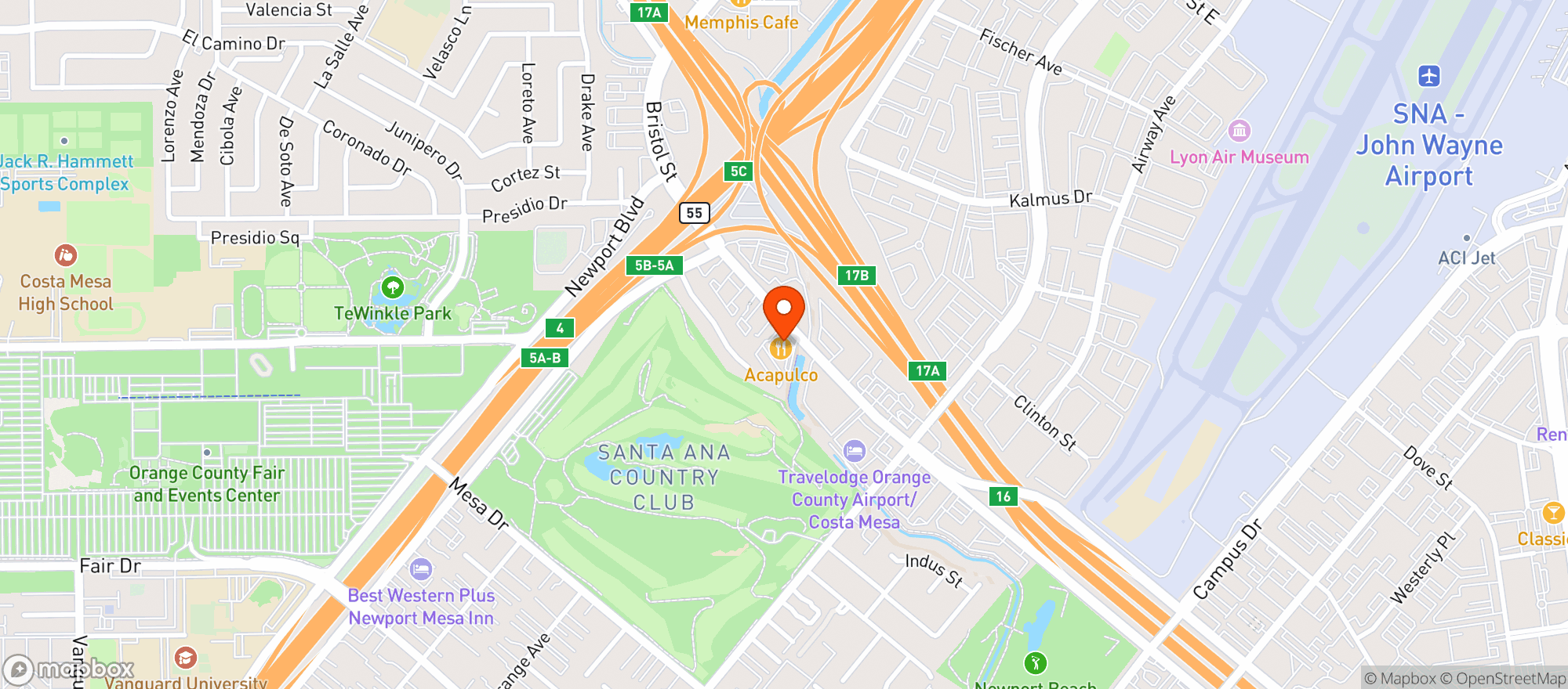 Map showing Acapulco Restaurant #16
