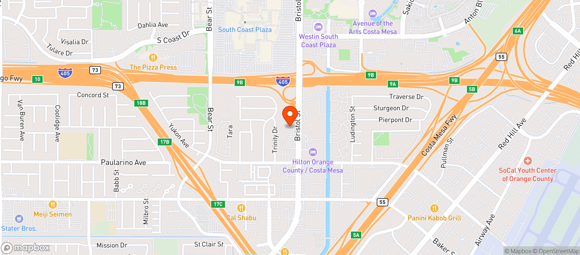 Map showing Crowne Plaza