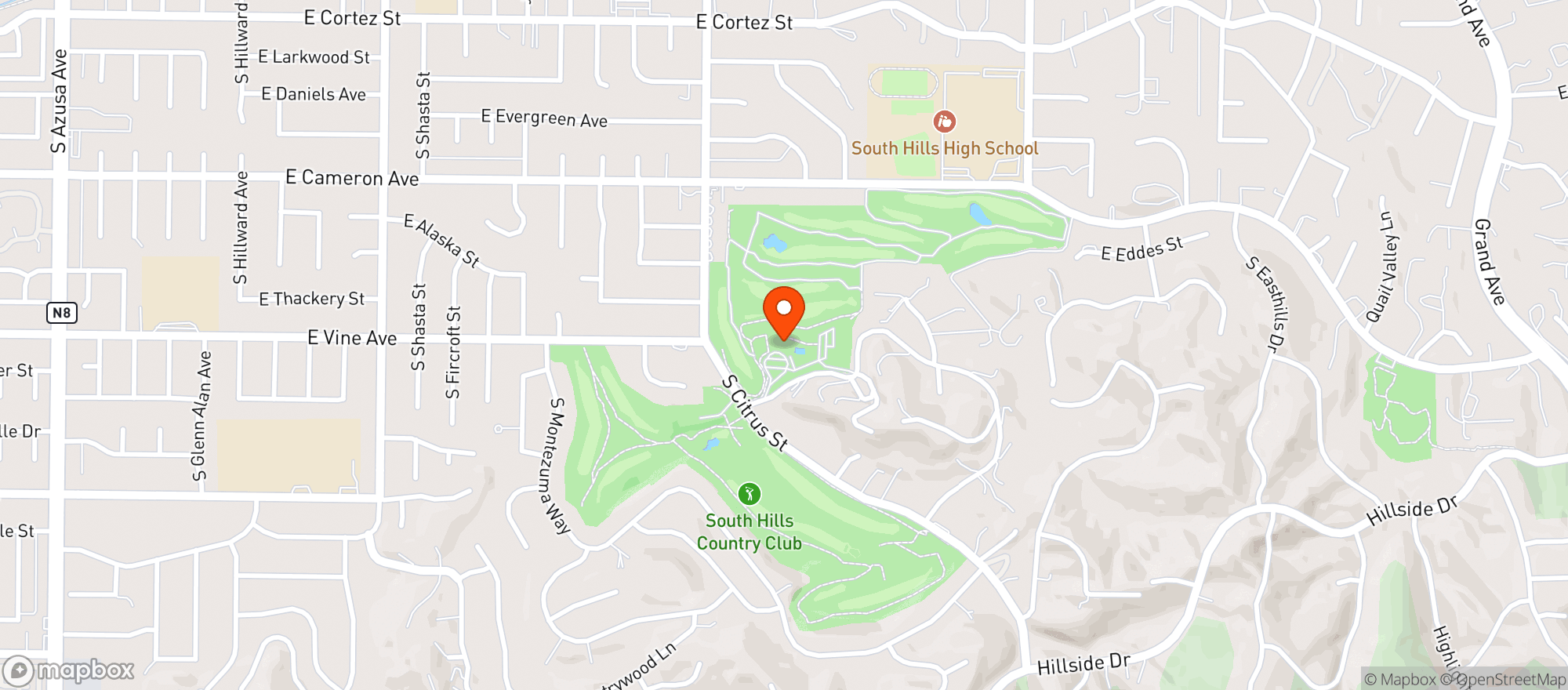 Map showing South Hills Country Club