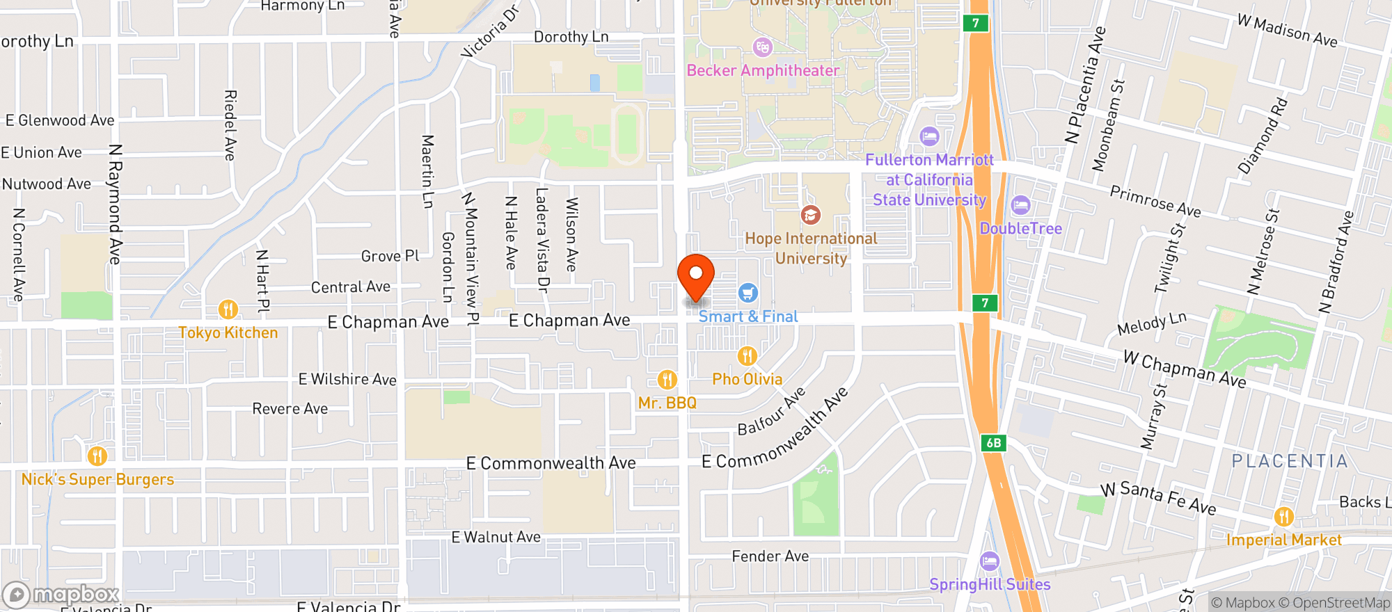 Map showing Mobil Fullerton - N State