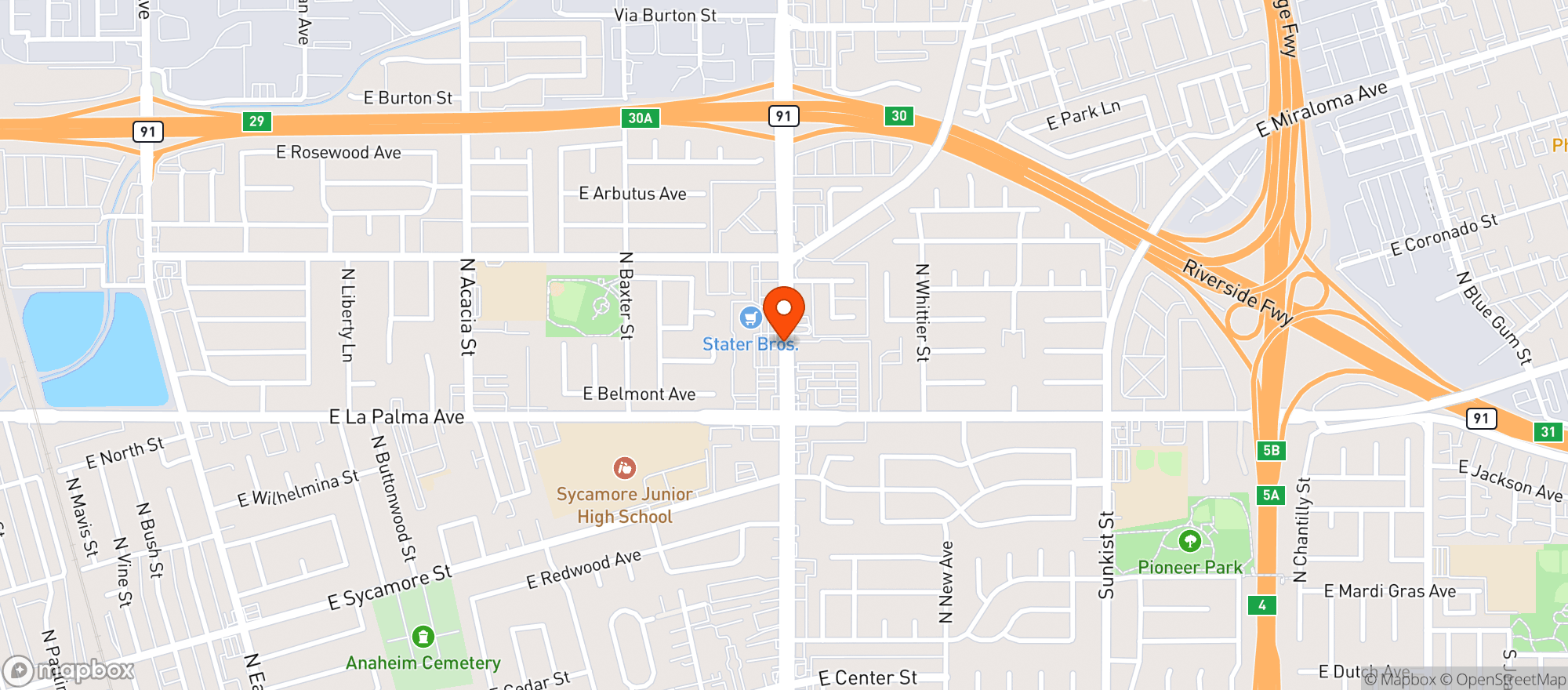 Map showing Stater Bros