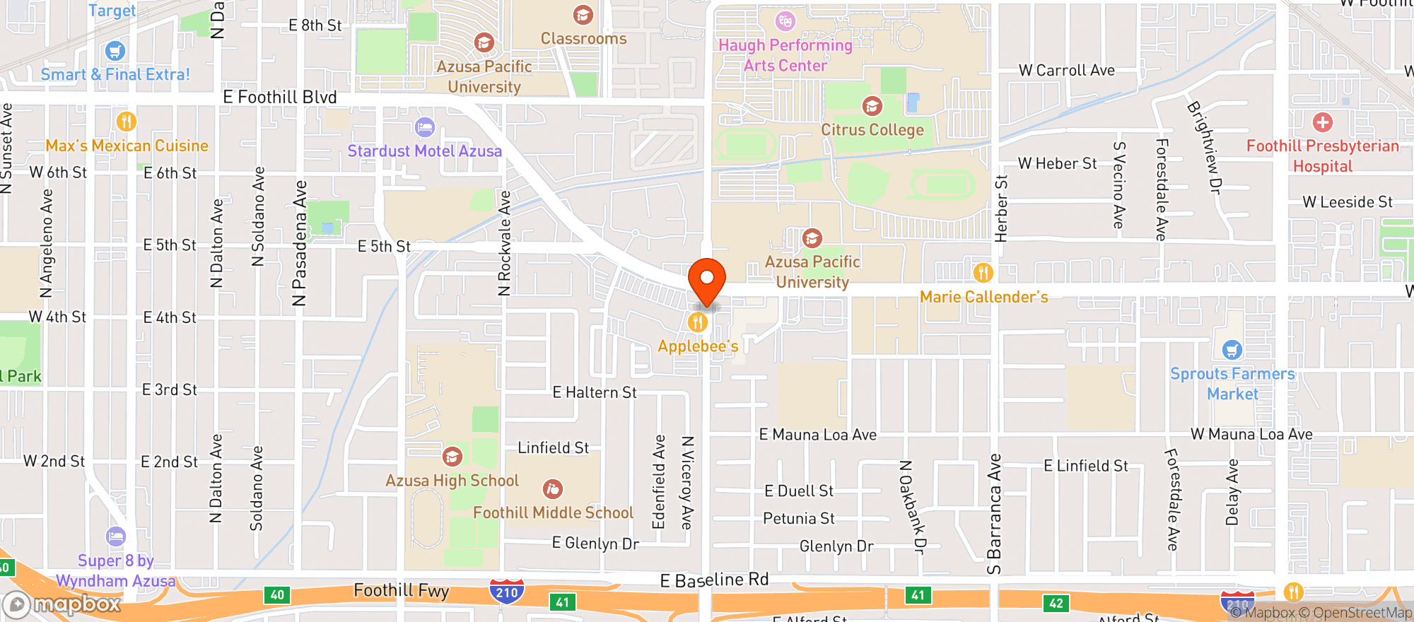 Map showing Applebees Grill & Bar