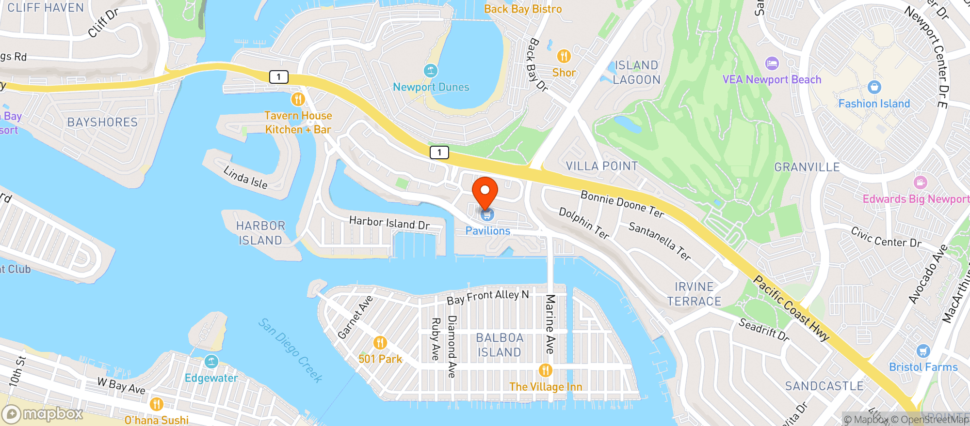 Map showing Pavilions
