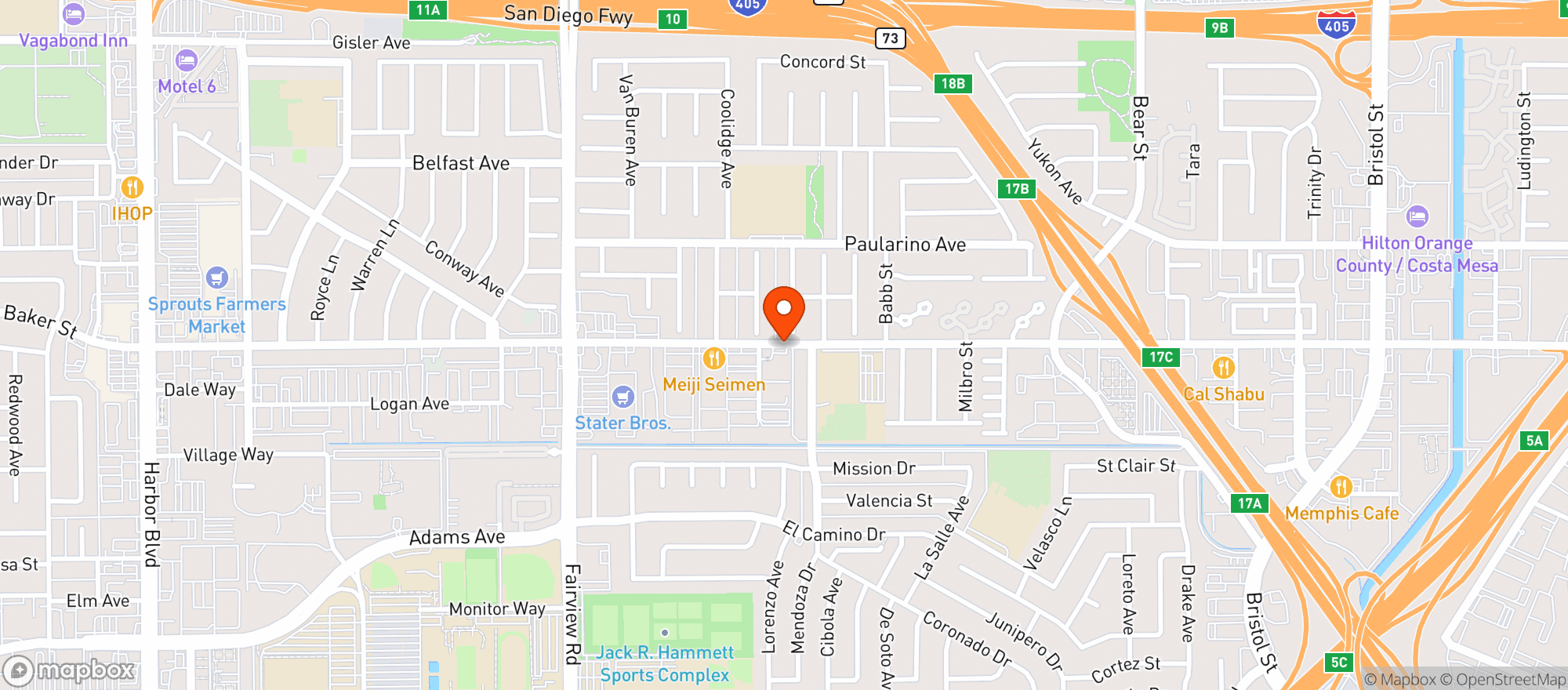 Map showing Alta Dena Drive In Dairy