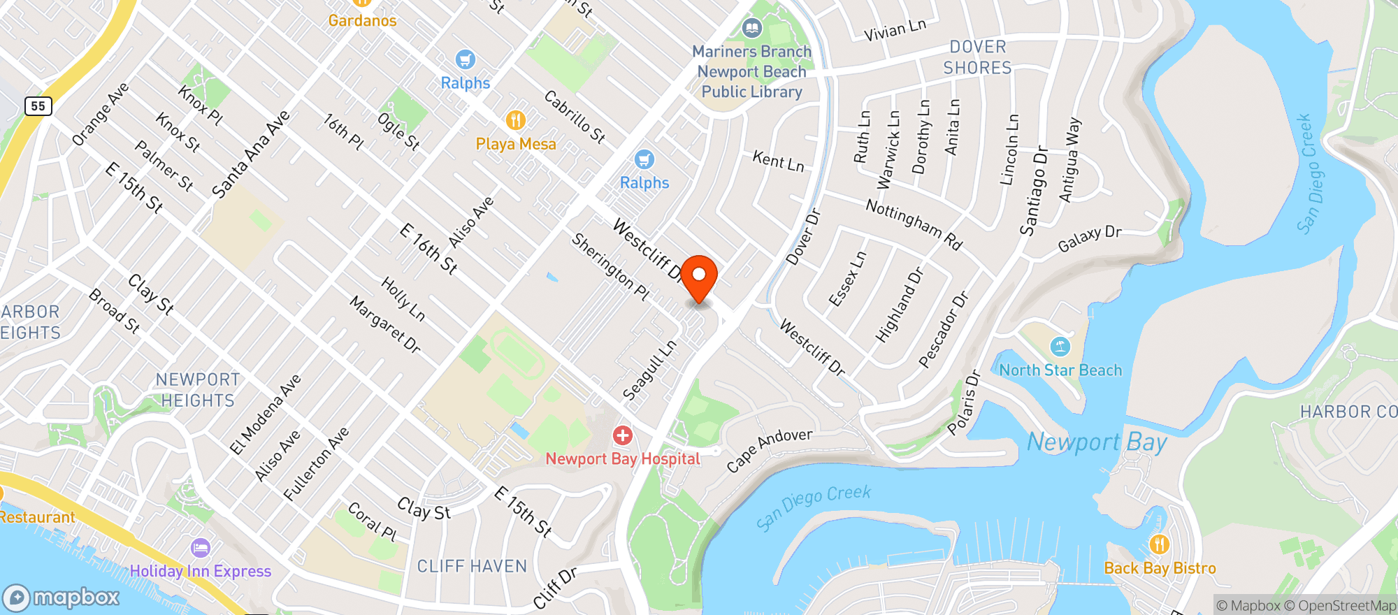 Map showing Ra Yoga Newport Beach - Newport Beach