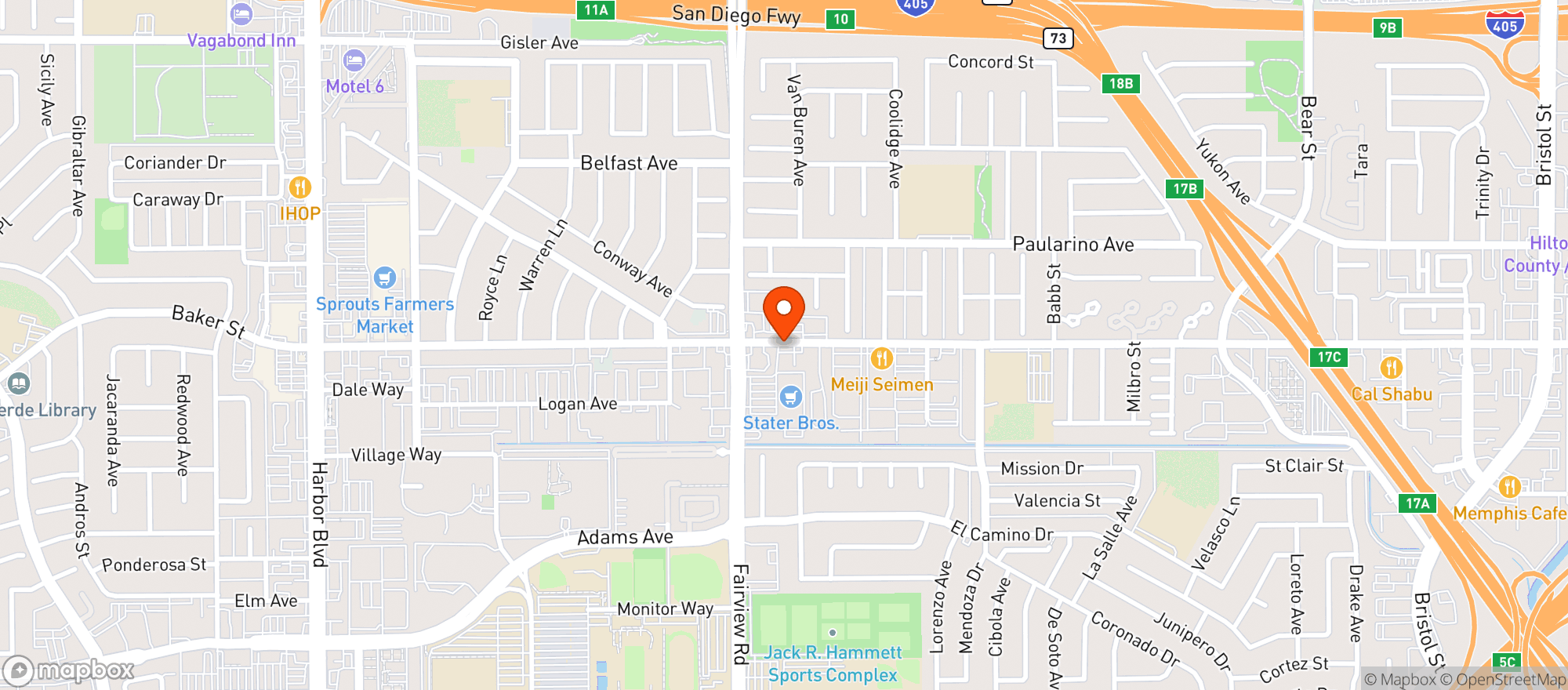 Map showing Stater Bros