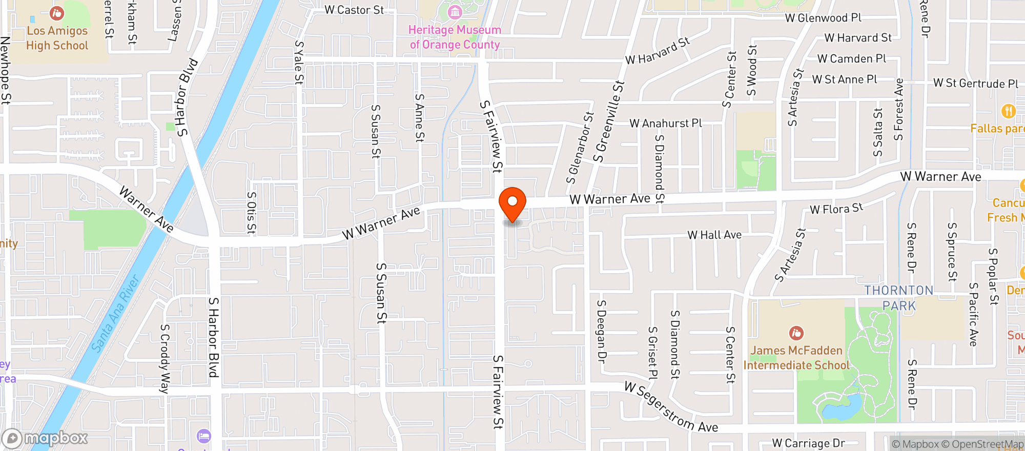 Map showing Beverage House Liquor - 25 - Santa Ana