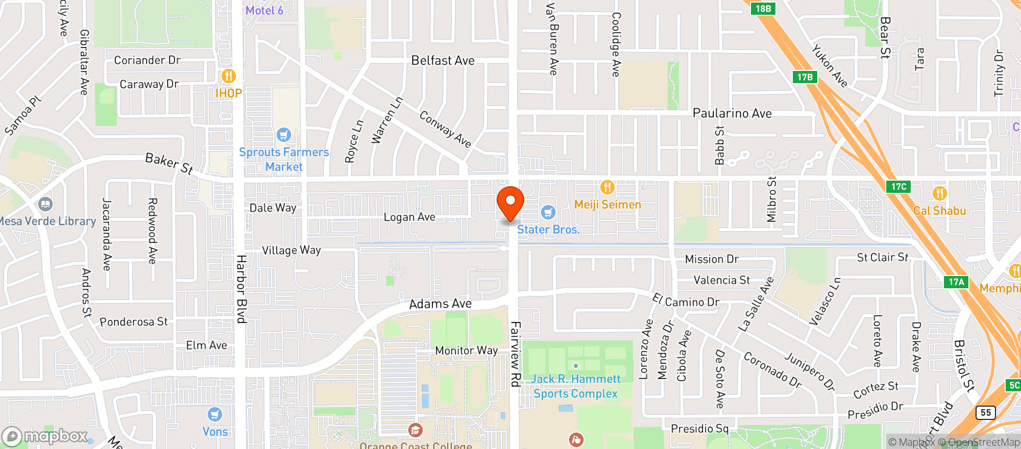 Map showing Super As Mexican Food