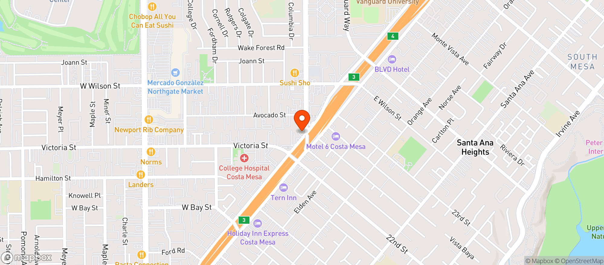Map showing Nectar Costa Mesa