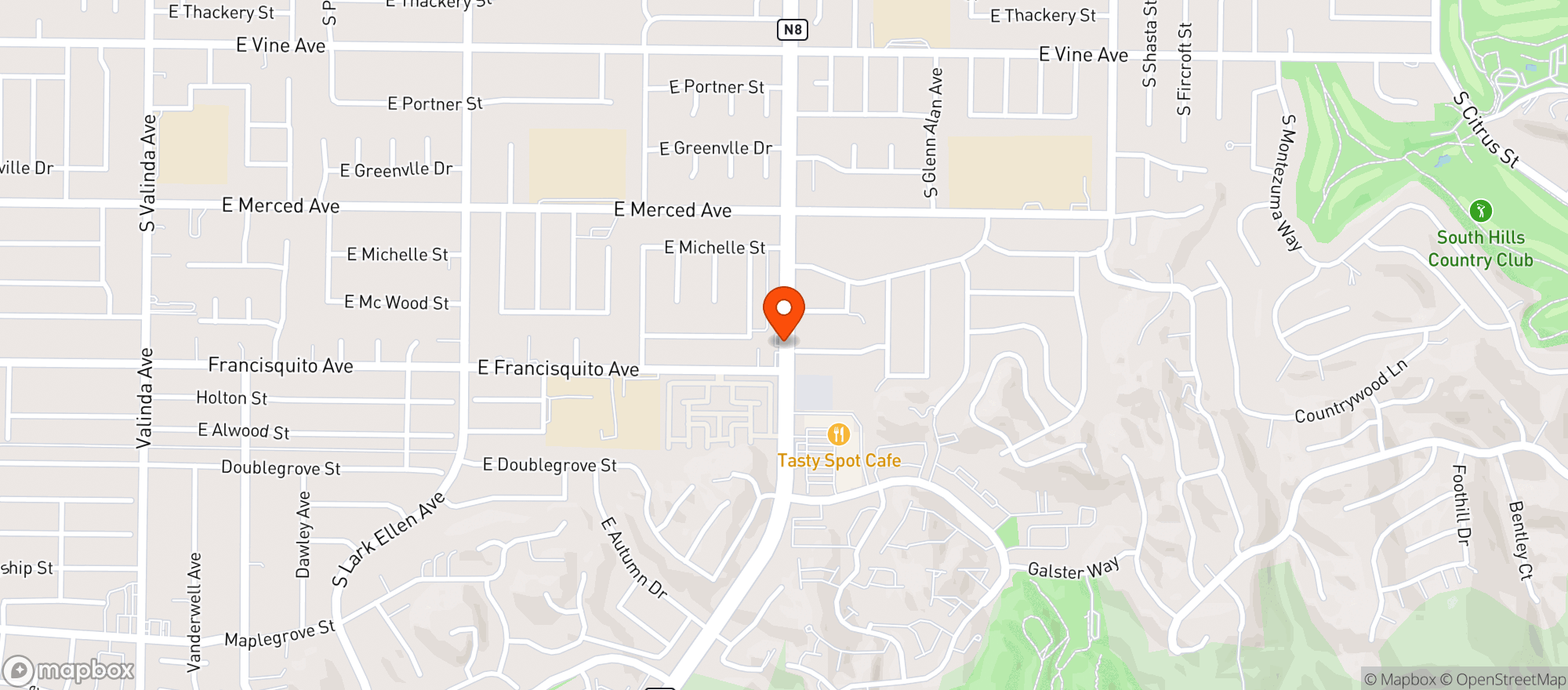 Map showing West Covina Liquor