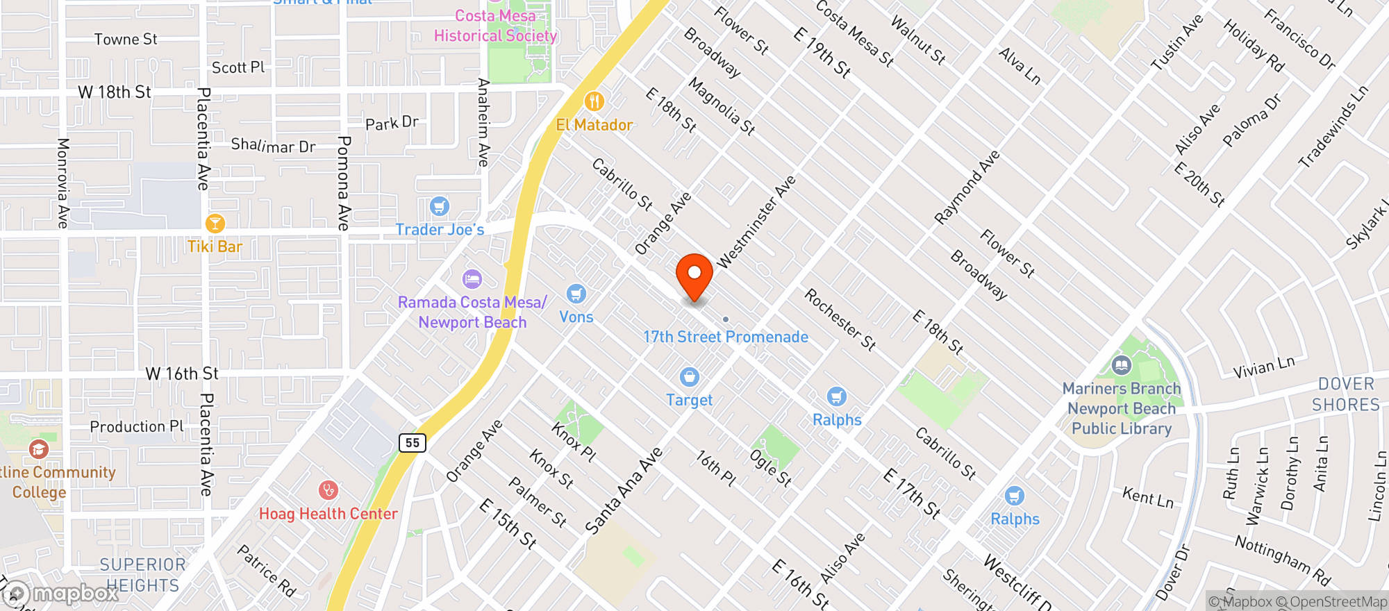 Map showing SPROUTS FARMERS MARKET (COSTA MESA - 17TH STREET)