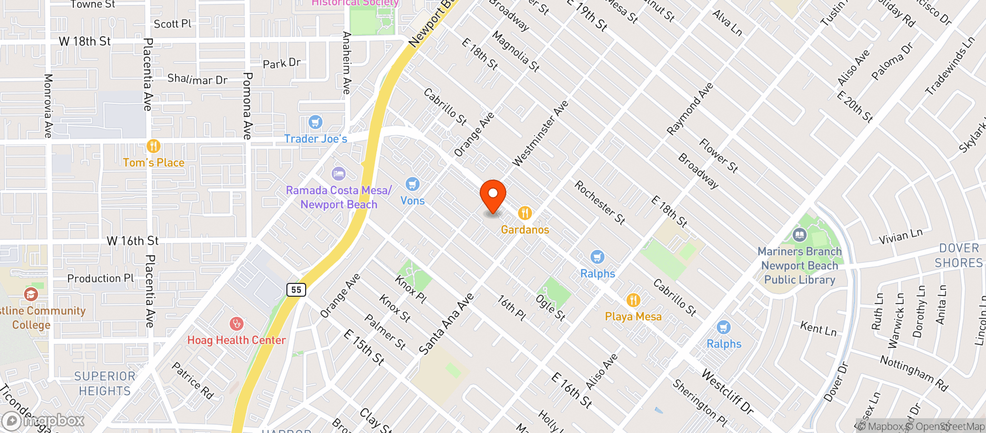 Map showing Vibe Organic Kitchen + Juice