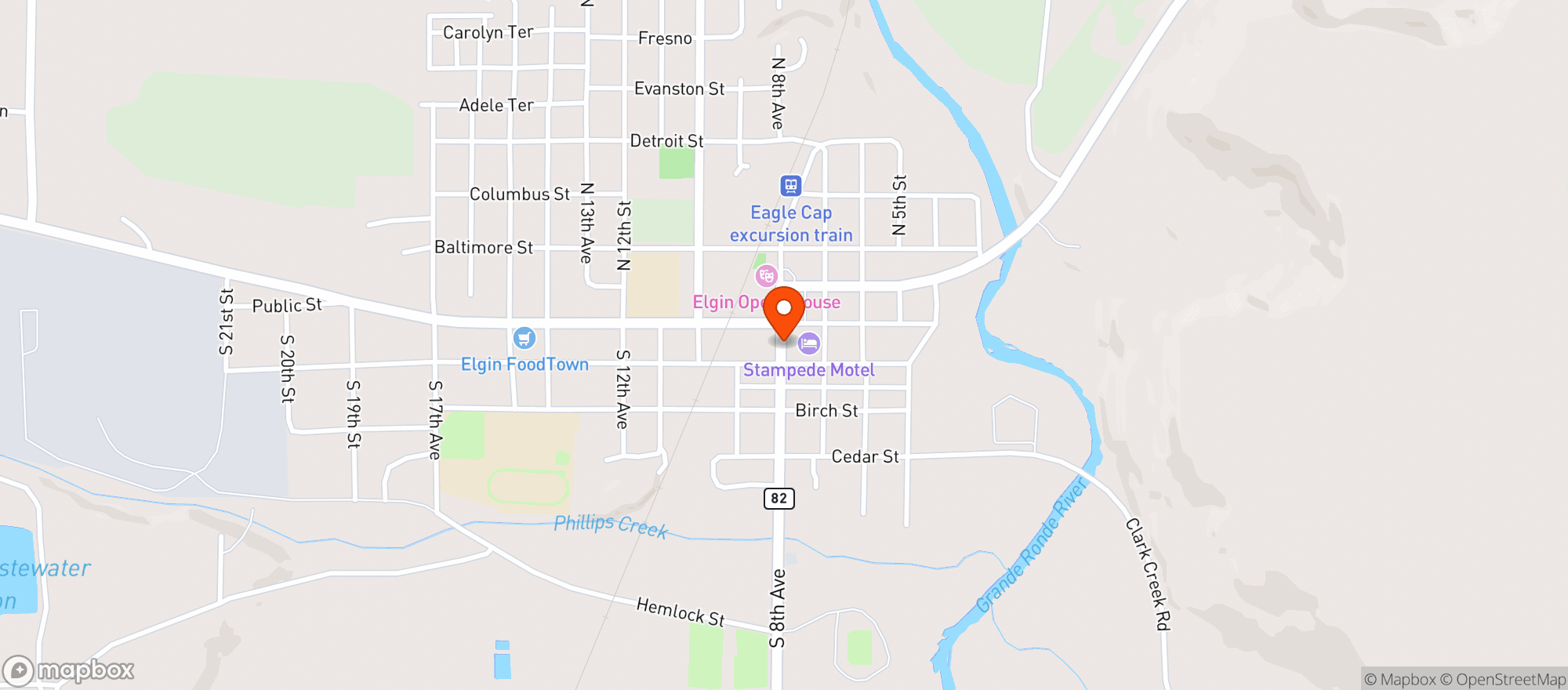Map showing Elgin Corner Market