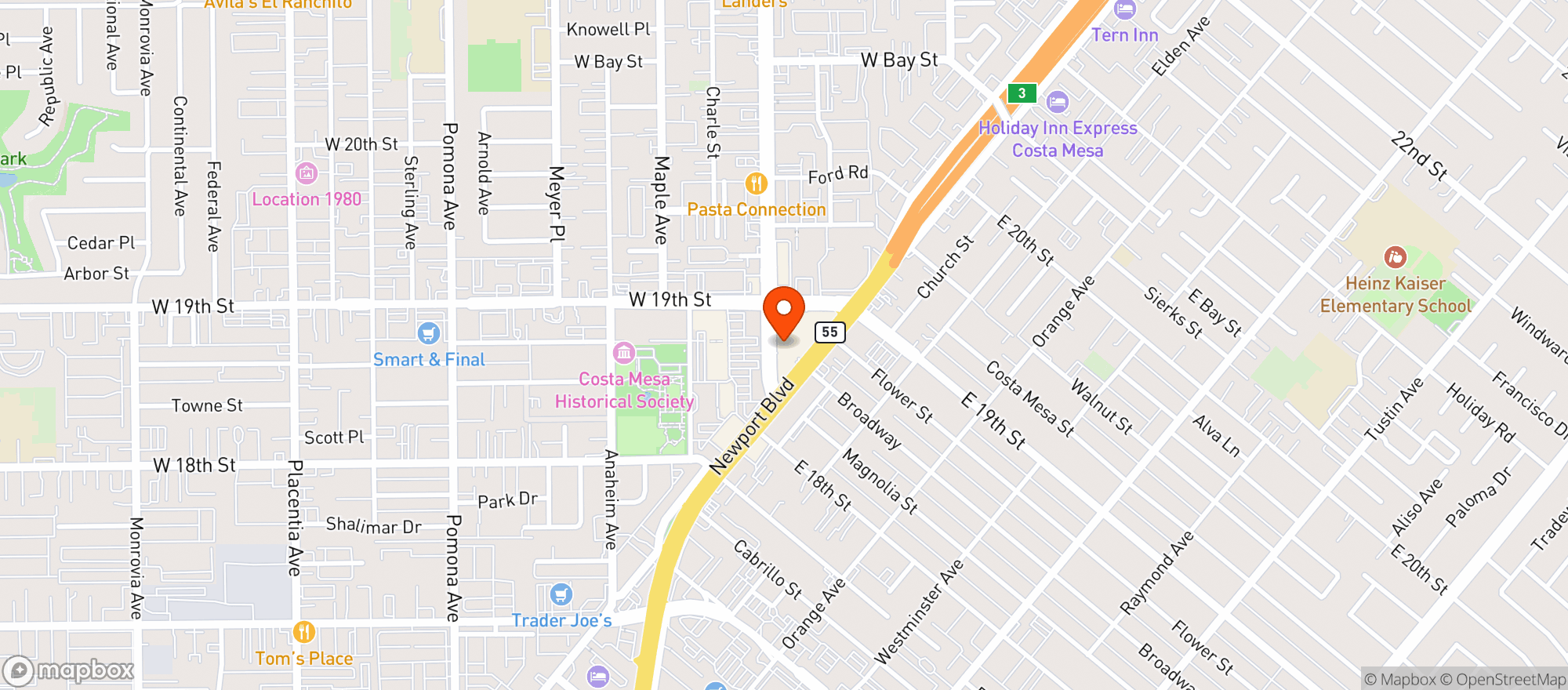 Map showing La Vida Cantina