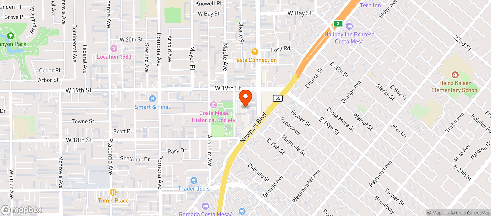 Map showing Costa Mesa