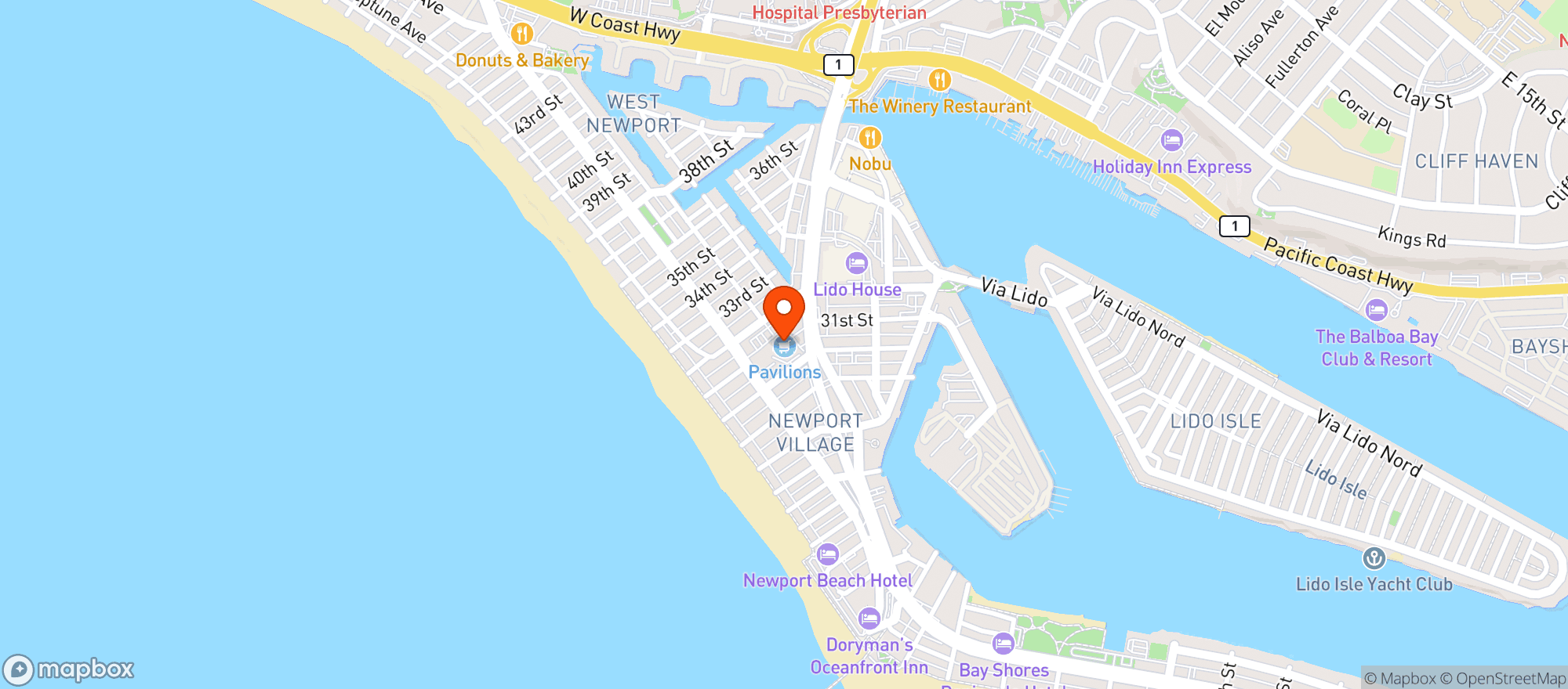 Map showing Pavilions