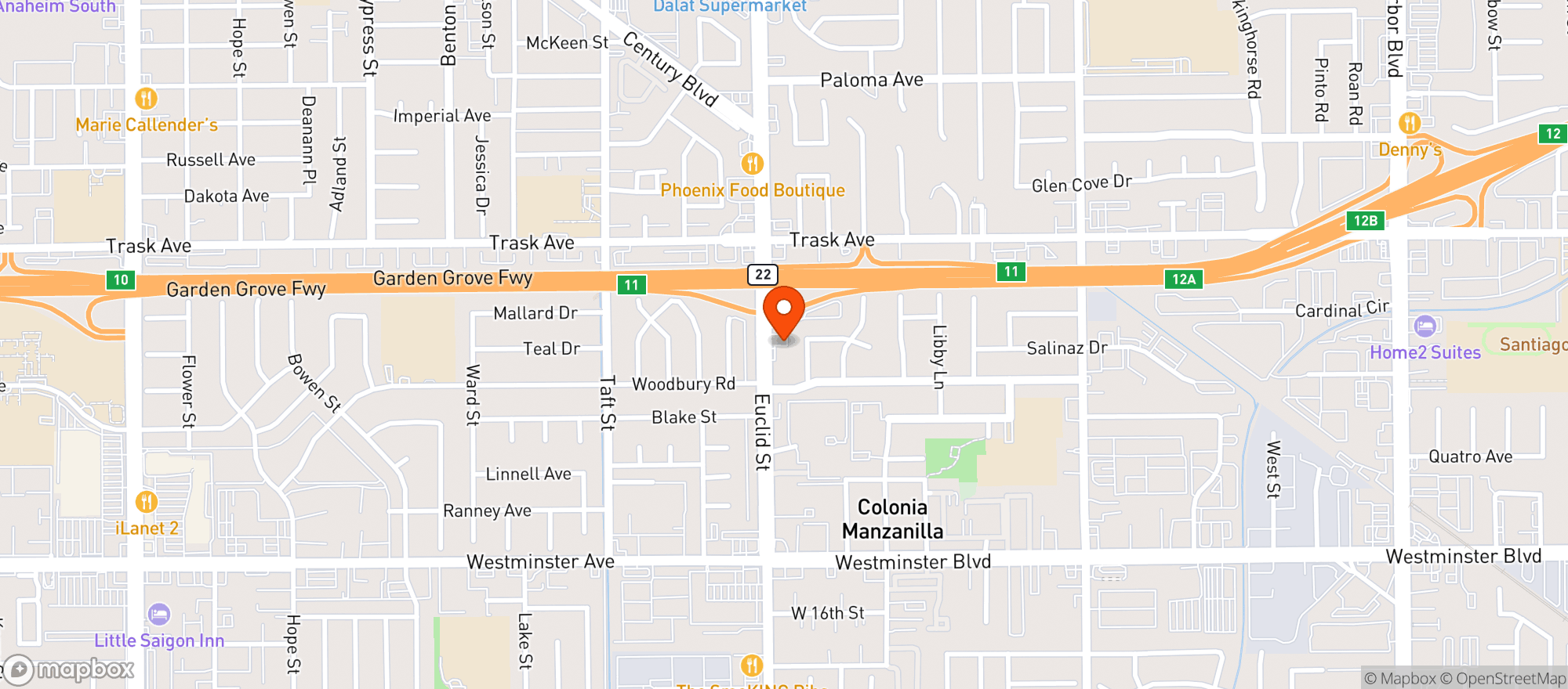 Map showing Shop N Go Liquor - Garden Grove