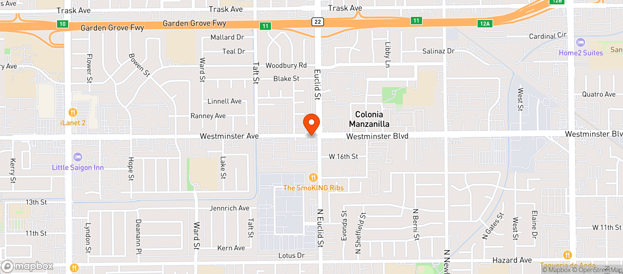 Map showing Garden Grove Wine and Spirits - Garden Grove