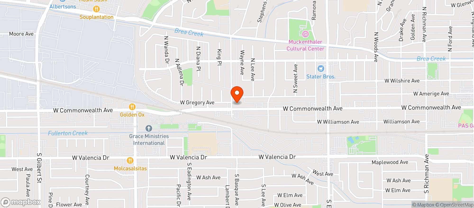 Map showing Village Liquor Market - Fullerton