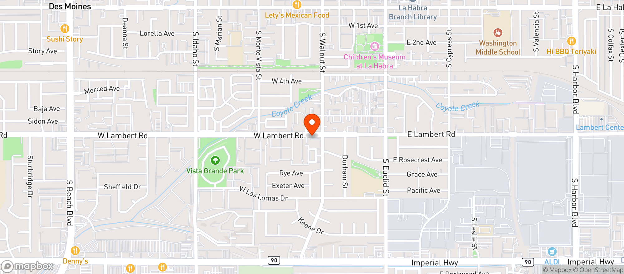 Map showing Super Liquor (La Habra)