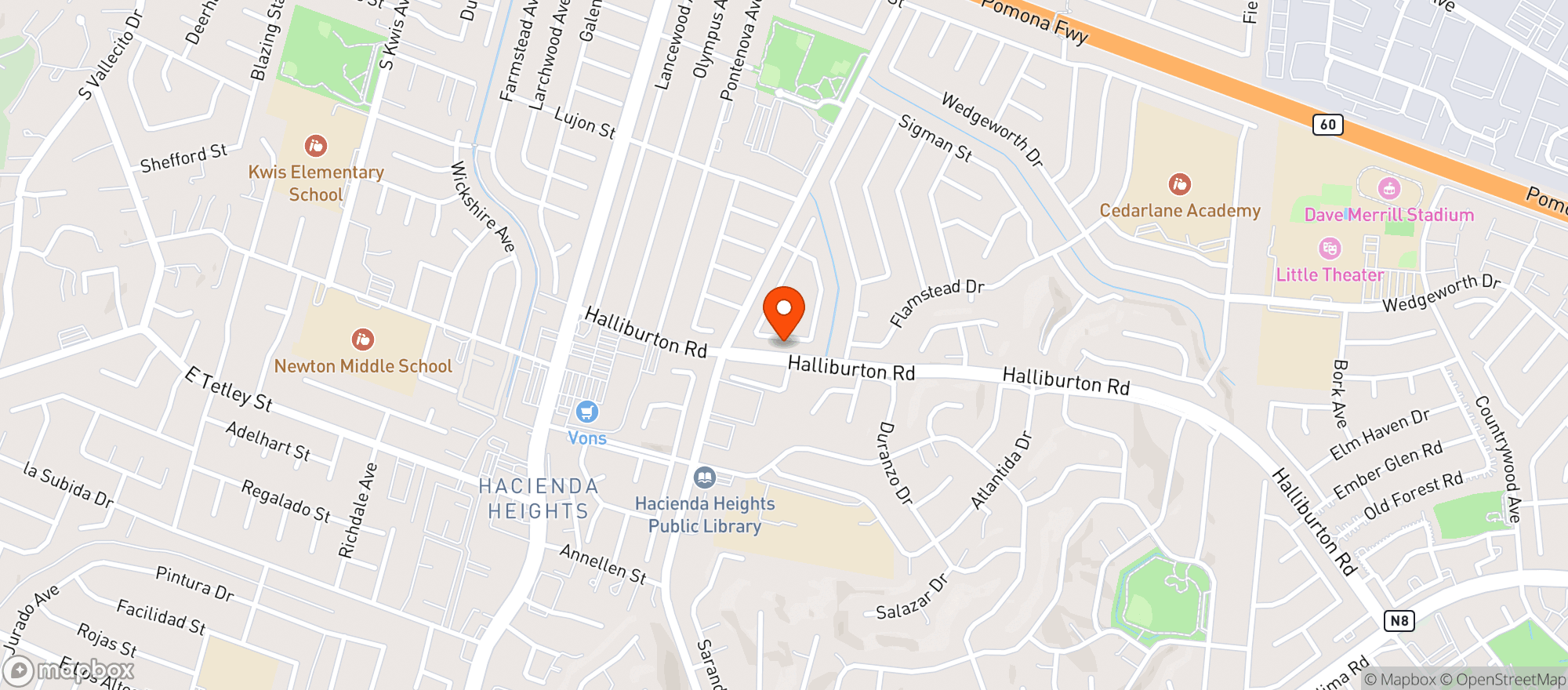 Map showing Hacienda Liquors - Hacienda Heights