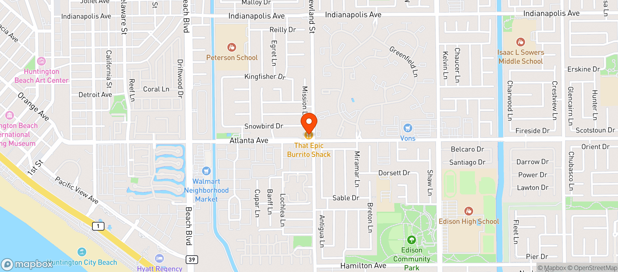 Map showing Landmark Liquor (Huntington Beach)