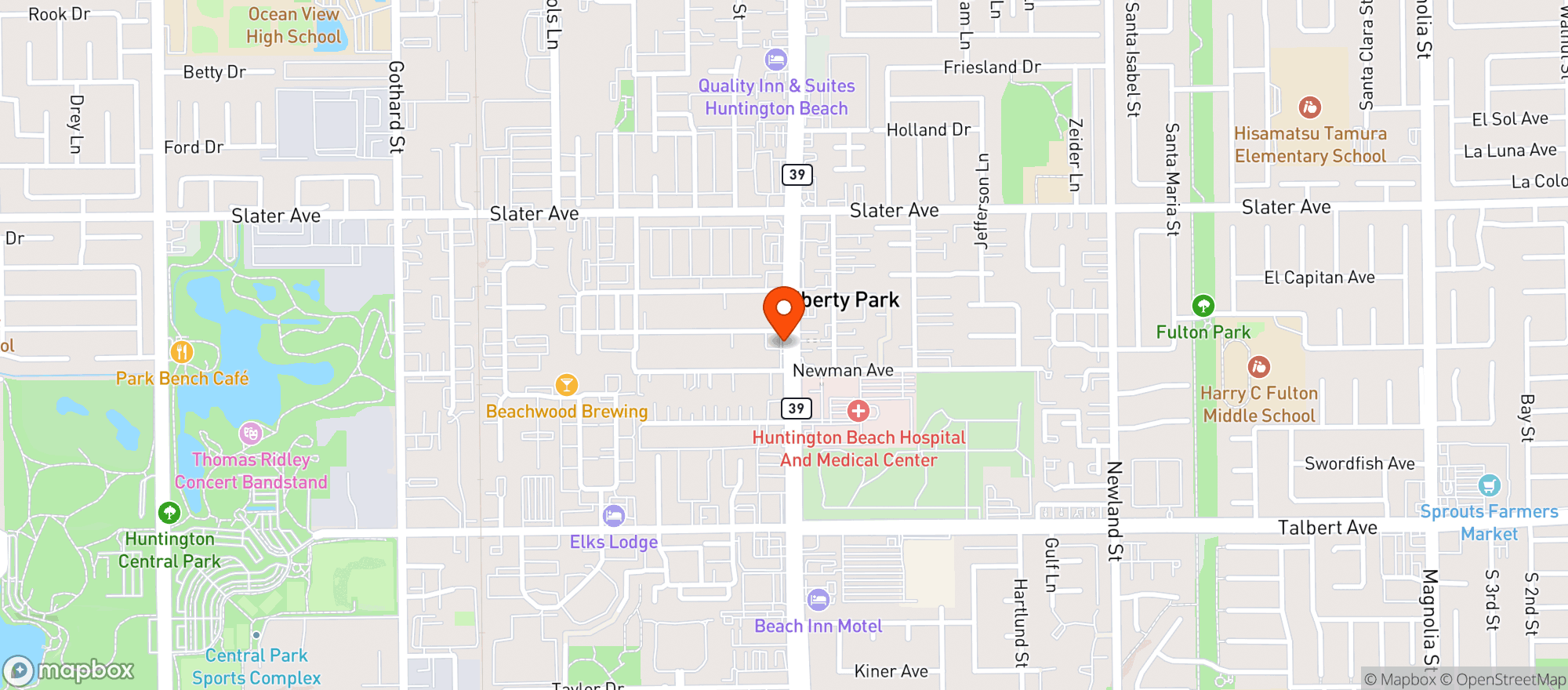 Map showing The CBD Shop (Huntington Beach)
