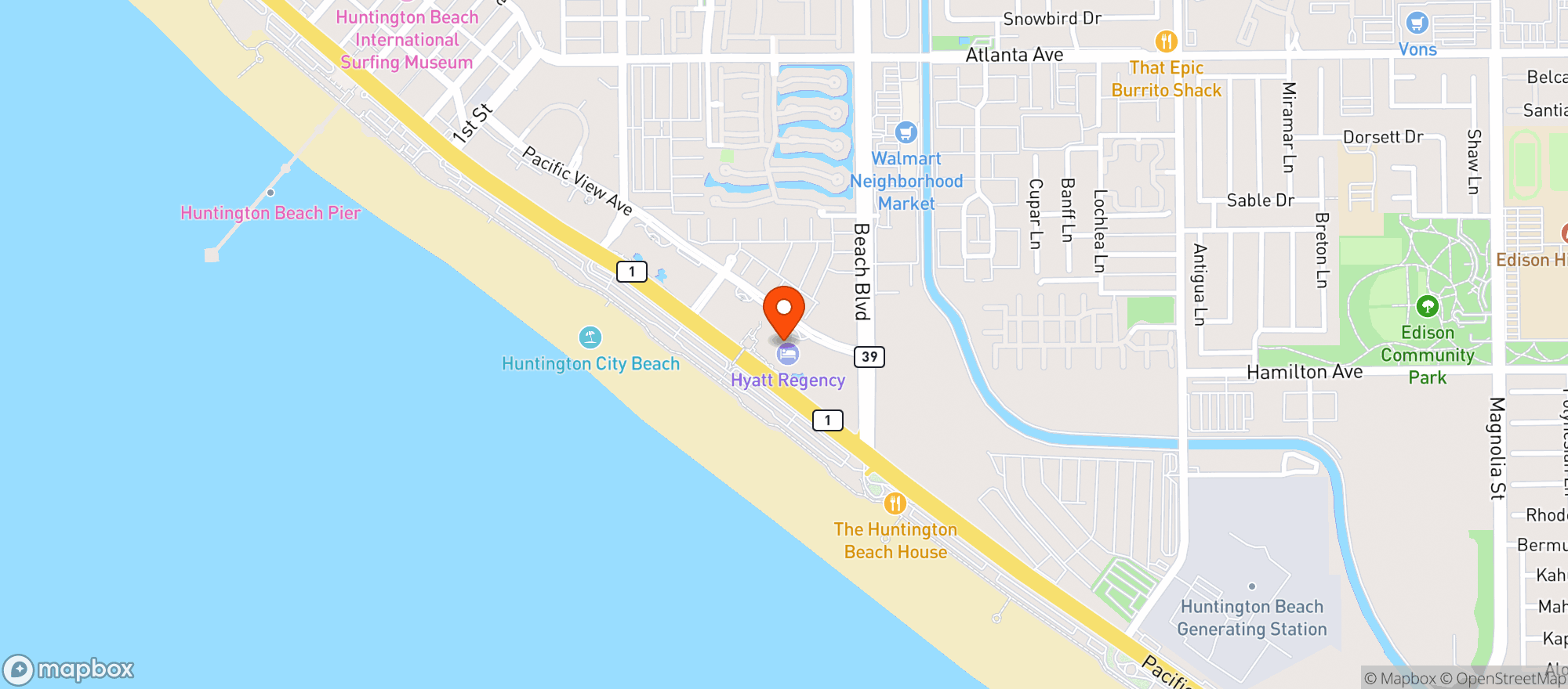Map showing Hyatt Regency #hunrh