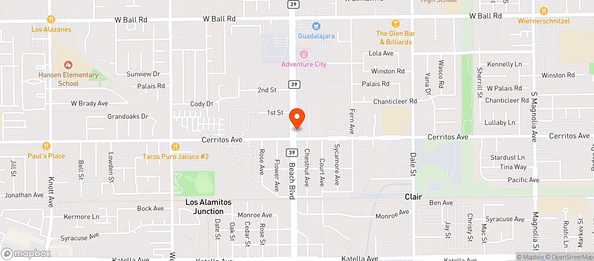 Map showing La Pico Mini Mart