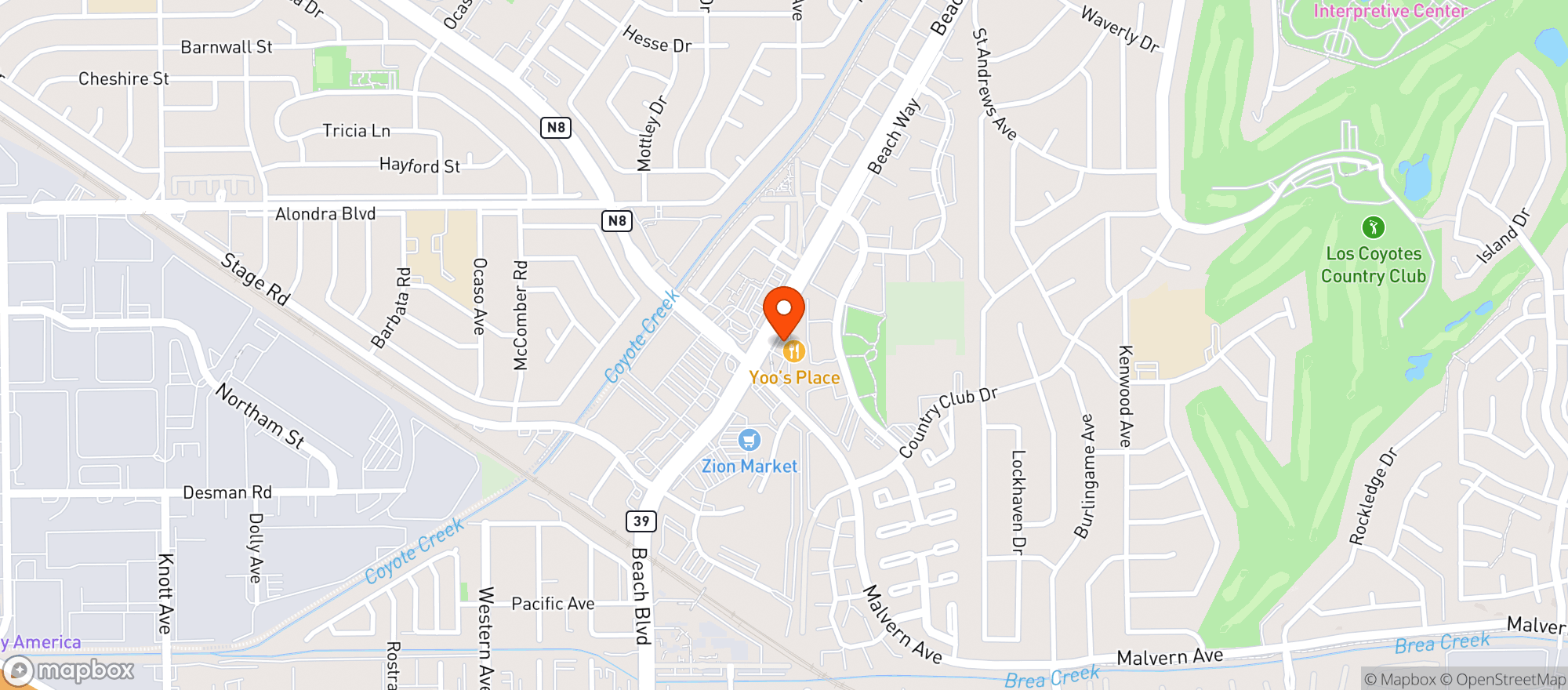 Map showing Jjang Restaurant