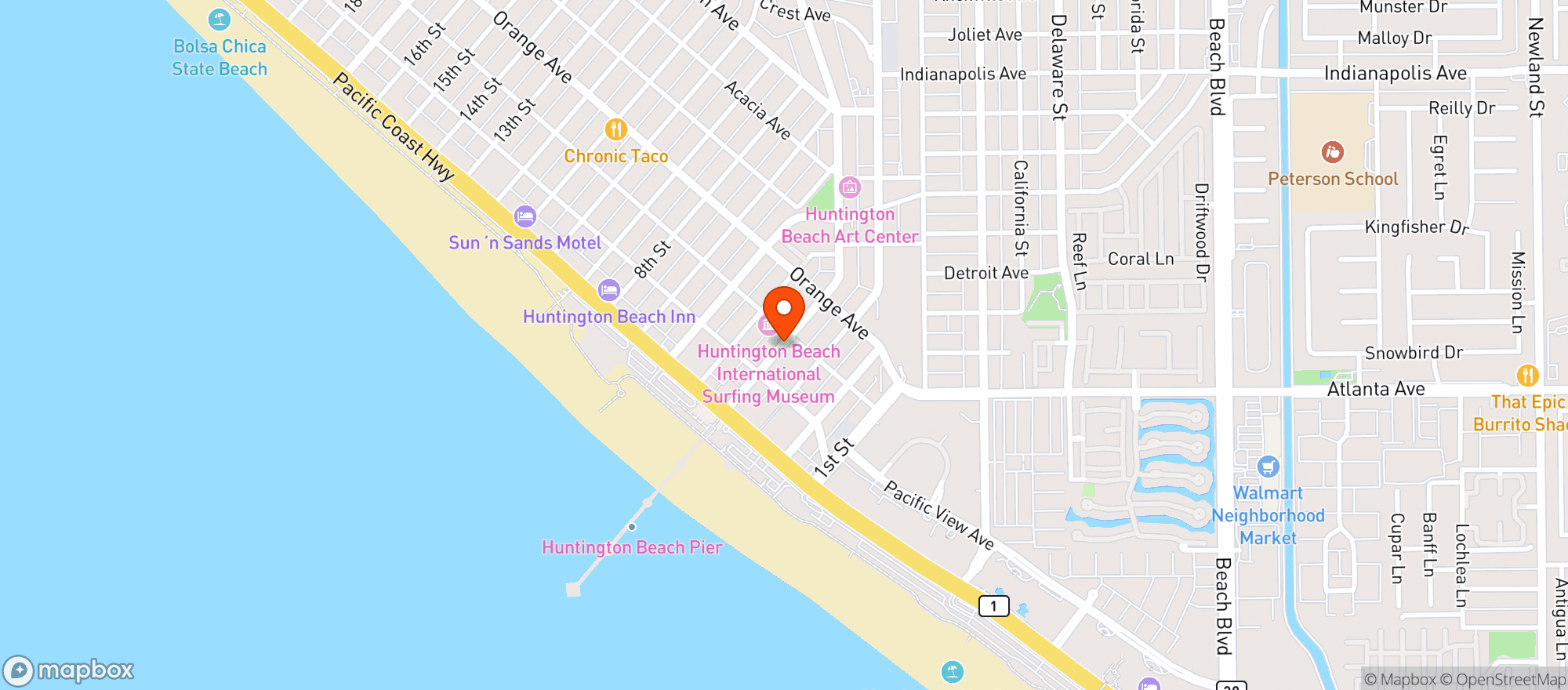 Map showing Aloha Grill