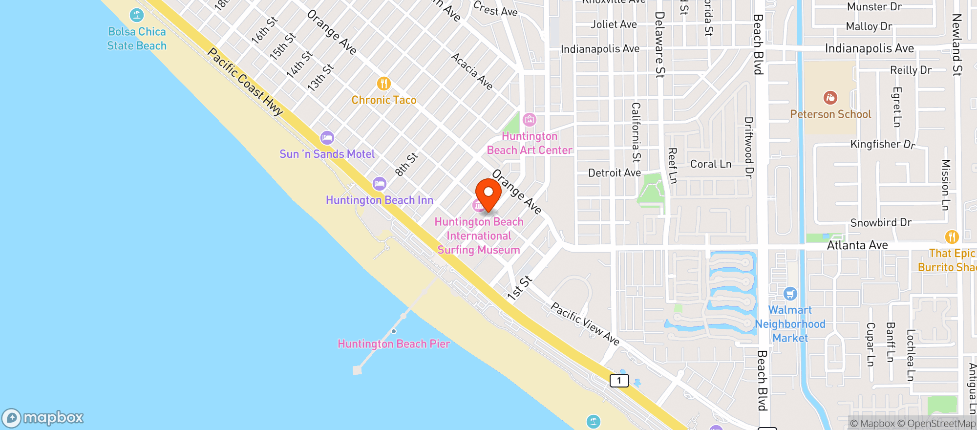 Map showing Sandbar Cocina Y Tequila