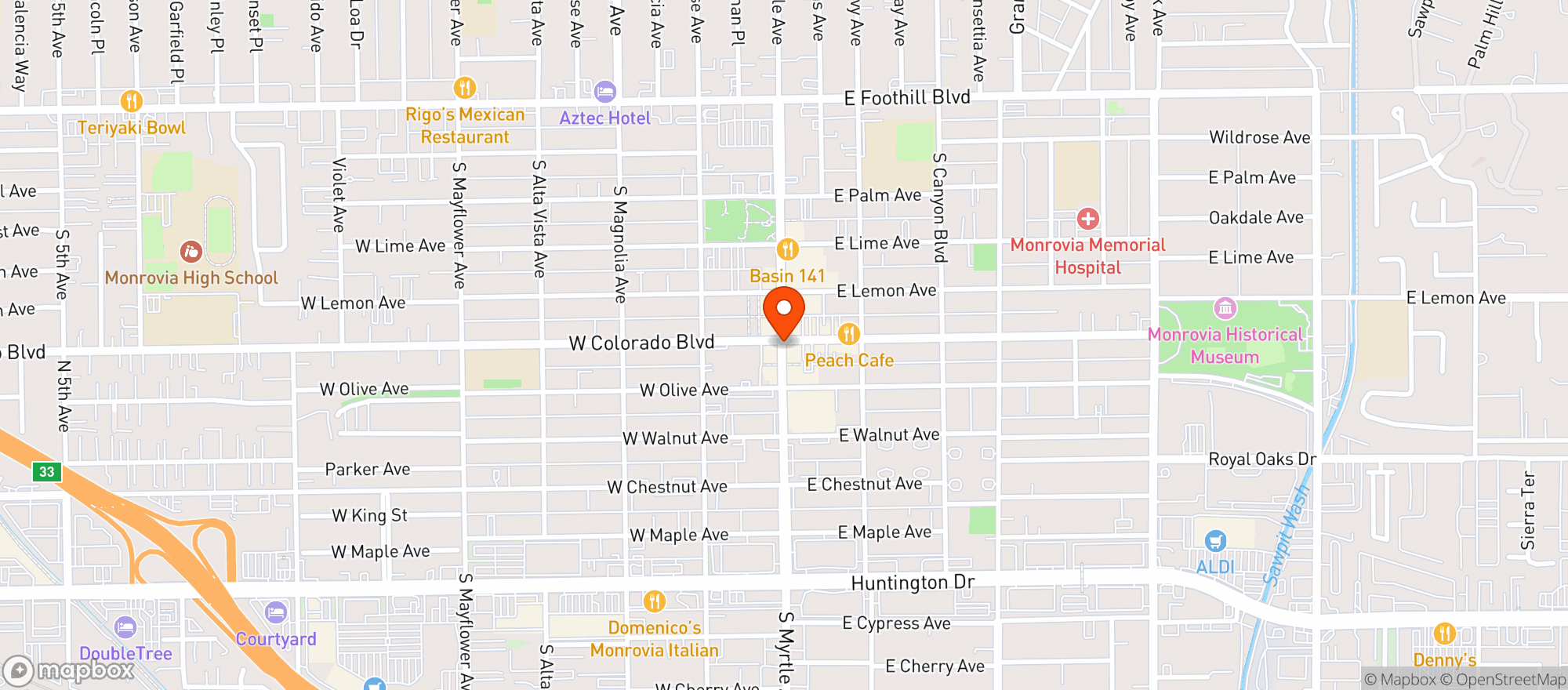 Map showing Rudys Mexican Food