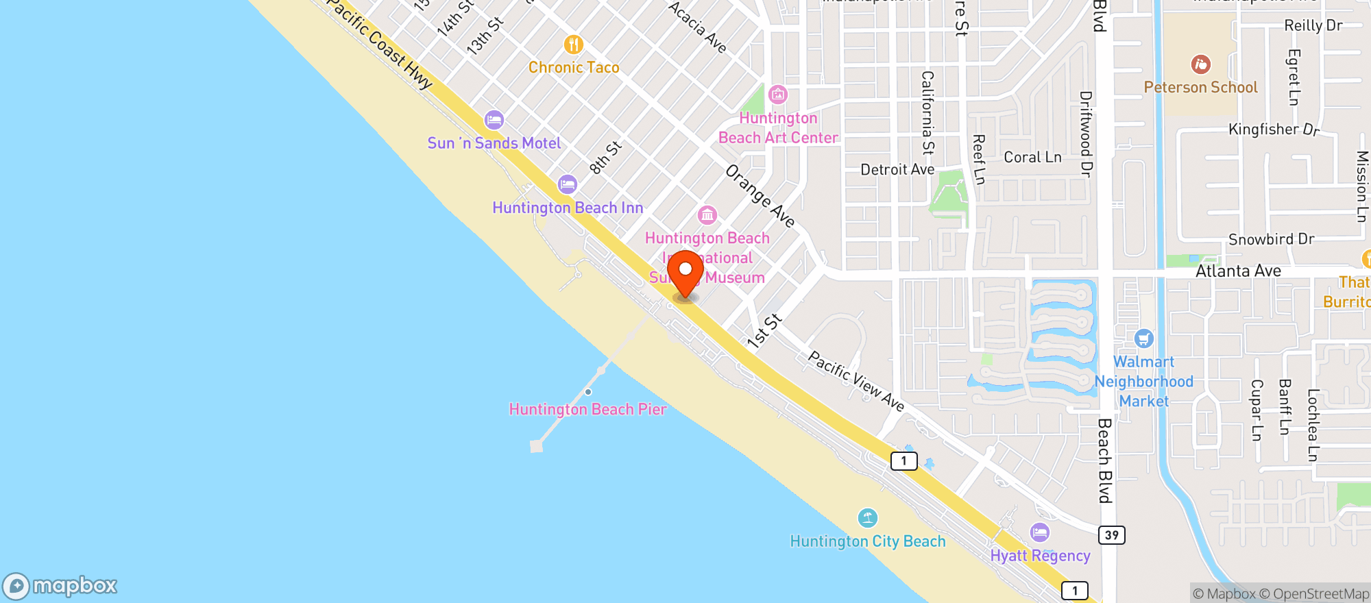 Map showing Freds Mexican Cafe